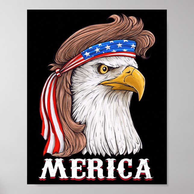 Poster Eagle Mullet 4 de julho EUA Flag Merica (Frente)