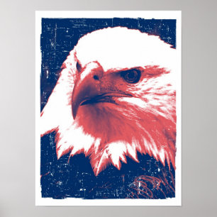 Poster Eagle patriótico - arte do Grunge