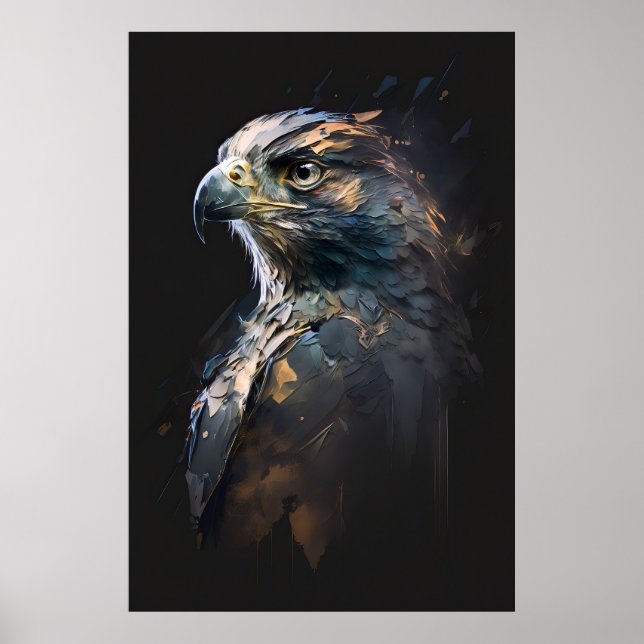 Poster Eagle Retrait Animal Nature Willife Pintura (Frente)