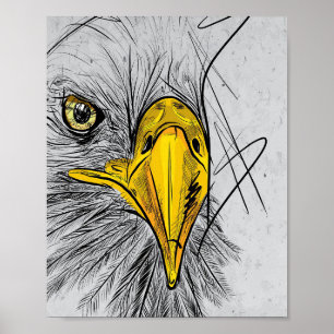 Poster Eagle Sketch Face Wall Art