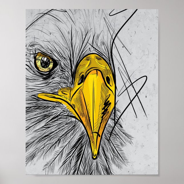 Poster Eagle Sketch Face Wall Art (Frente)