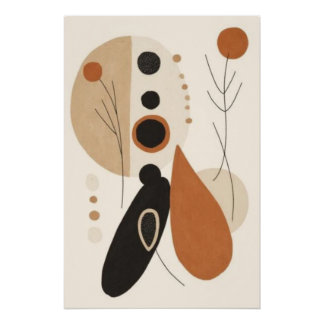 Póster Earth Balance I | Geo Botânico Abstrato Moderno