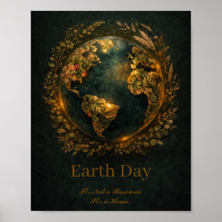 Poster Earth Day Dark Botanical Wreath Nature Lover Gift 