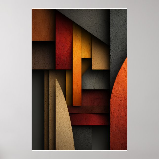 Poster Earth Tone Geometric Layers Abstract (Frente)