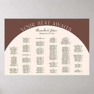 Poster Earth tone Modern arch burgundy seating chart