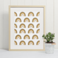 Earthy Brown Boho Rainbow Nursery Kids Wall Art