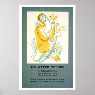 Póster Easel Artist Watercolor 1940 WPA