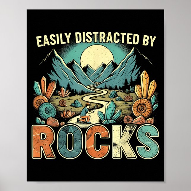 Poster Easily Distracted By Rocks Geology Geologist Colle (Frente)