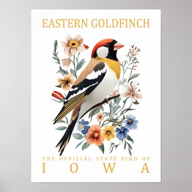 Poster East Goldfinch Bird, Viagem do Iowa USA (Frente)