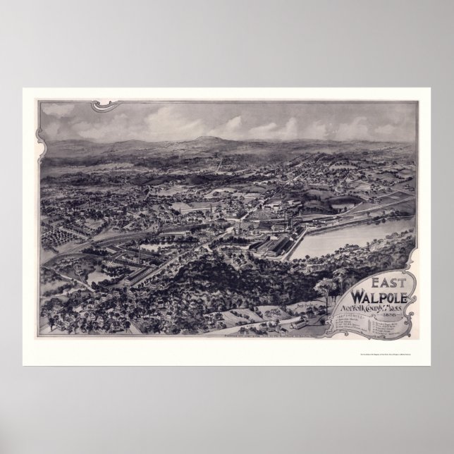Póster East Walpole, Mapa Panorâmico MÃE - 1898 (Frente)
