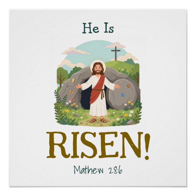 Póster Easter Bible Verse Kids Christian Scripture (Frente)