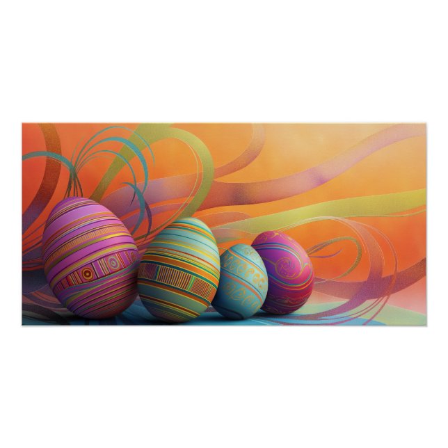 Póster Easter eggs with upbeat background (Frente)