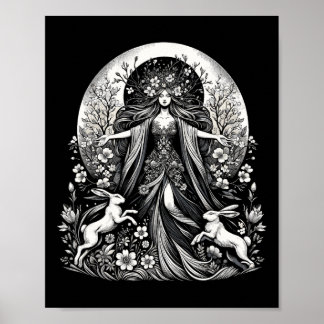 Poster Easter Ostara Eostre Pagan Witchcraft Spring Moon 