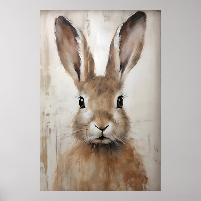 Poster Easter Rabbit Bunny Portrait Print, Rustic (Frente)