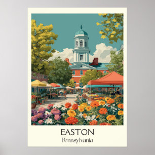 Poster Easton Pensilvânia Vintage Town Square Art