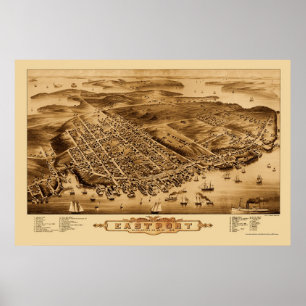 Póster Eastport, MIM mapa panorâmico - 1879