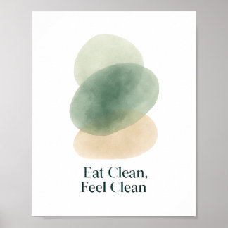 Poster Eat Clean Feel Clean Abstract Kitchen Print