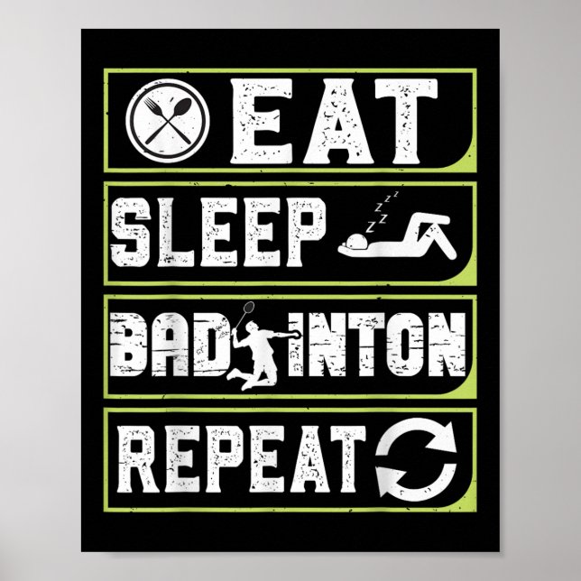 Poster Eat Sleep Badminton Repeat Badminton Gifts For Men (Frente)