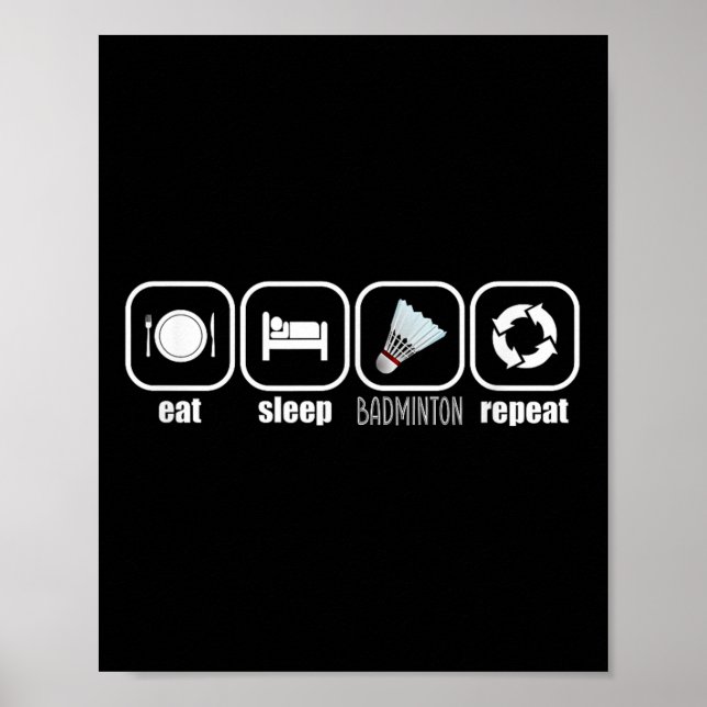 Poster Eat, Sleep, Badminton, Repeat - Funny Badminton Pl (Frente)
