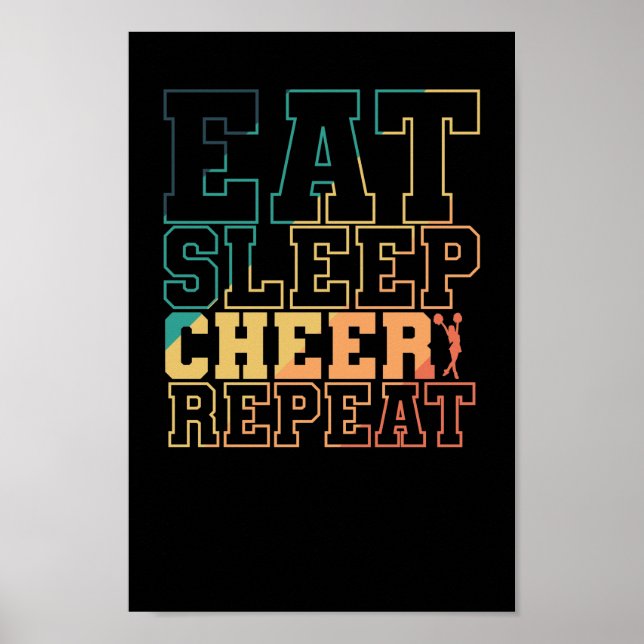 Poster Eat Sleep Cheer Repeat Cheerleader Sport turnen (Frente)