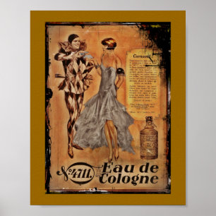Póster Eau de Água de Colônia Harlequin e Flapper