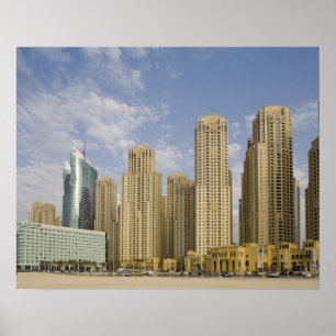 Poster EAU, Dubai, Marina. Residência na praia de Jumeir