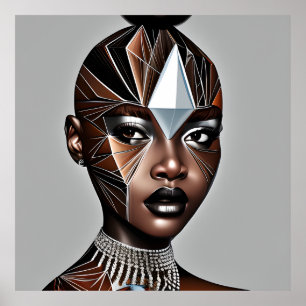 Poster Ebony Queen Auburn Brown Hair Black Melanin Afro