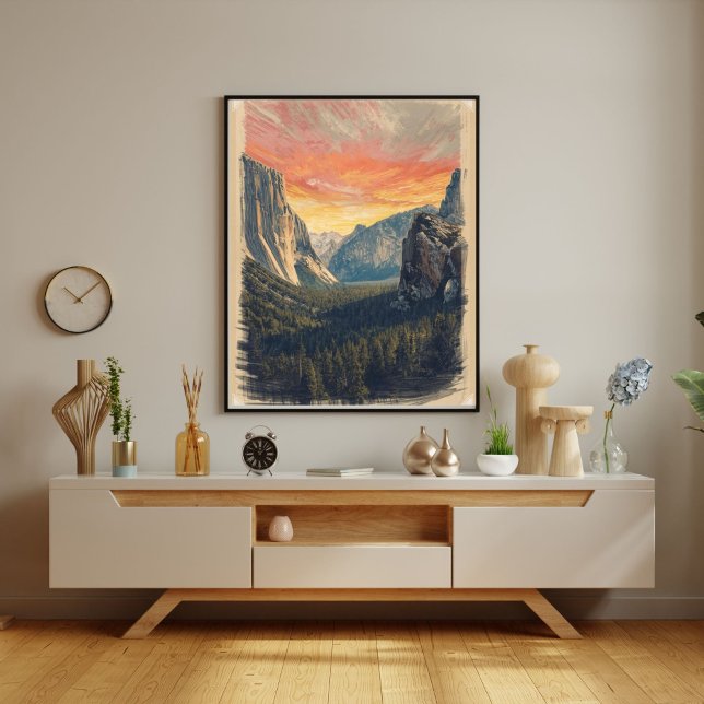 Poster Echoes of Stone – Retro Yosemite National Park  (Criador carregado)