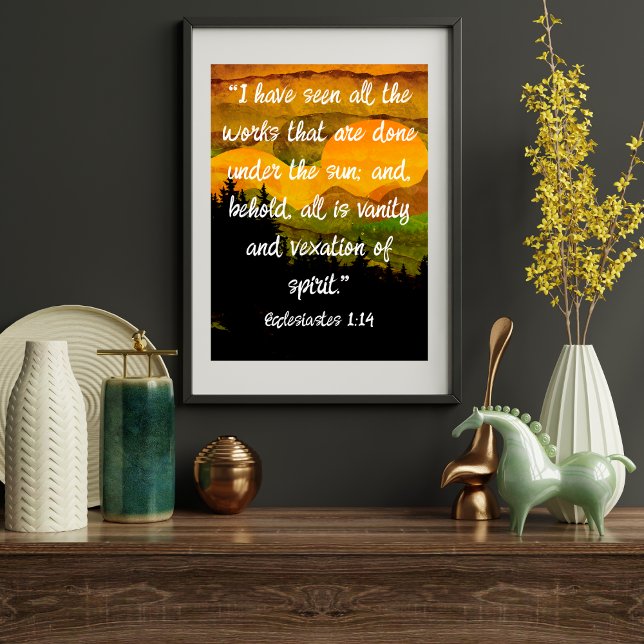Poster Eclesiastes 1:14 KJV Toda Vaidade Montanha Pôr do  (Criador carregado)
