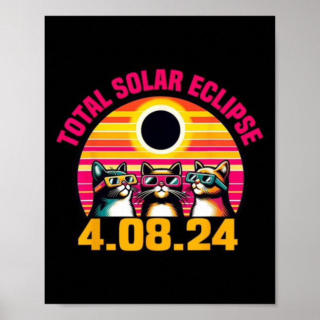 Poster Eclipse 2024 Total Eclipse 8 de abril de 2024 Cat  (Frente)