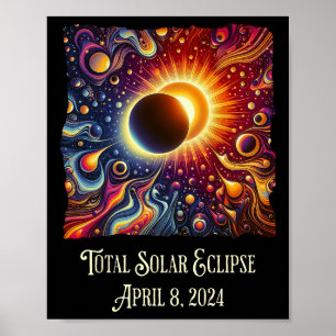 Poster Eclipse 2024 - Vírus Retro Groovy da década de 70
