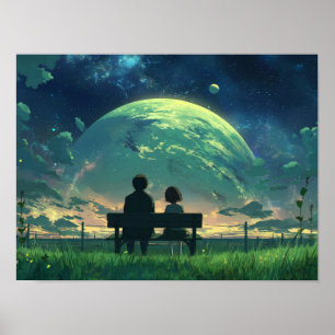 Poster Eclipse Dourado Buraco Negro Sobre a Arte do Ocean