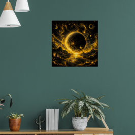 Poster Eclipse Escuro com Filigrana Dourada — Fantasia Có