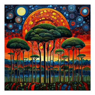 Póster Eclipse sobre paisagem florestal