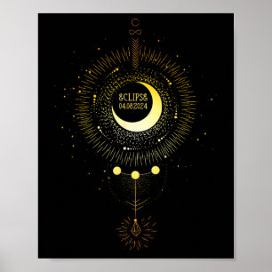 Poster Eclipse Solar 2024 Boho Sun Caminho da Lua Total L