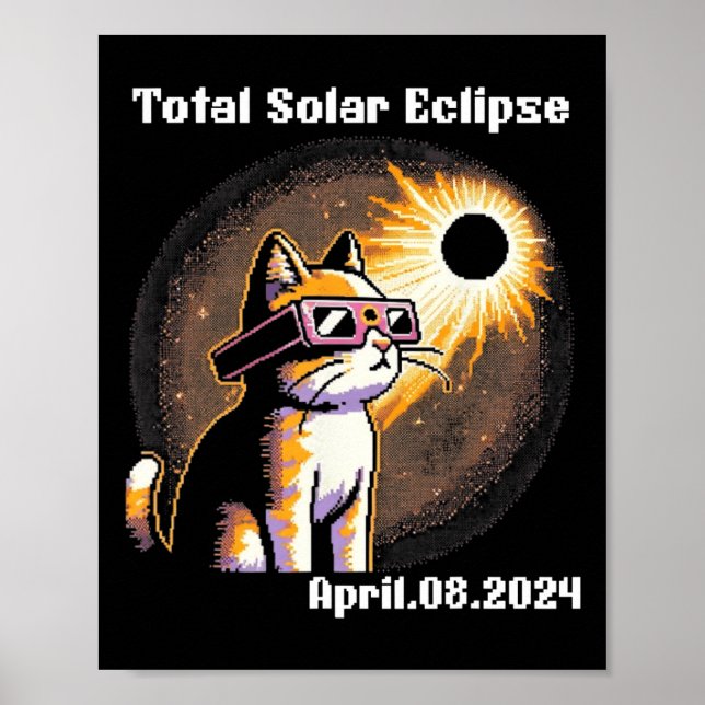 Poster Eclipse Solar 2024 Cat Vestindo Eclipse Solar G (Frente)