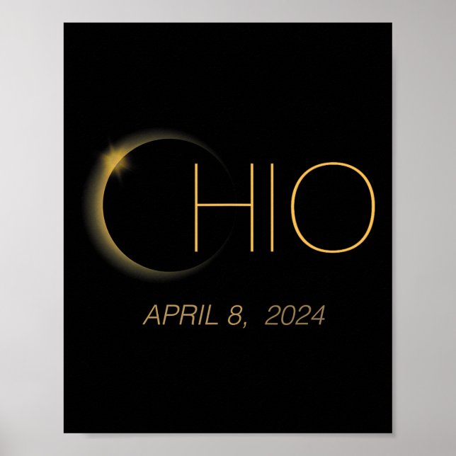 Poster Eclipse Solar 2024 Eclipse Solar Total Estado Ohio (Frente)