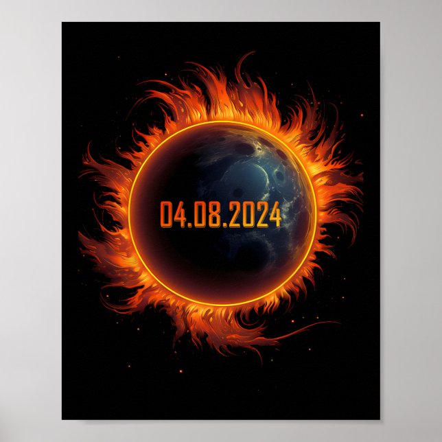 Poster Eclipse Solar 2024 Eclipse Sun Total 1 (Frente)