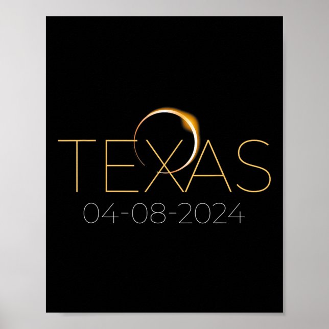 Poster Eclipse Solar 2024 Estado do Texas Total Eclipse S (Frente)
