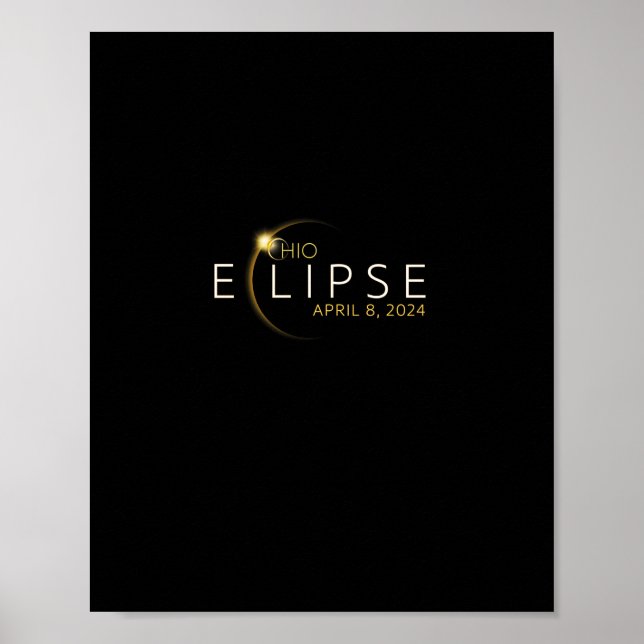 Poster Eclipse Solar 2024 State Ohio Total Eclipse Solar (Frente)