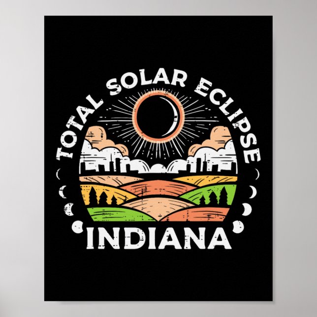Poster Eclipse Solar 2024 Totalidade abril 8 Homens Mulhe (Frente)