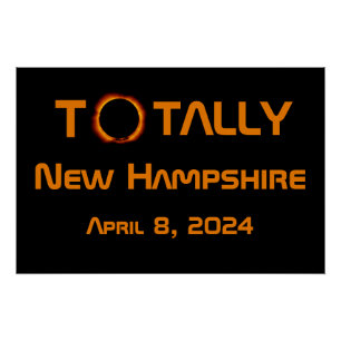 Póster Eclipse Solar 2024 Totalmente Nova Hampshire
