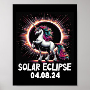 Poster Eclipse Solar 2024 Unicórnio Vestindo Eclipse Sola