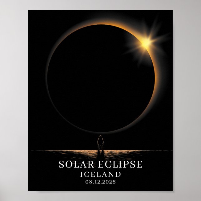 Poster Eclipse Solar 2026 Islândia Celestial (Frente)