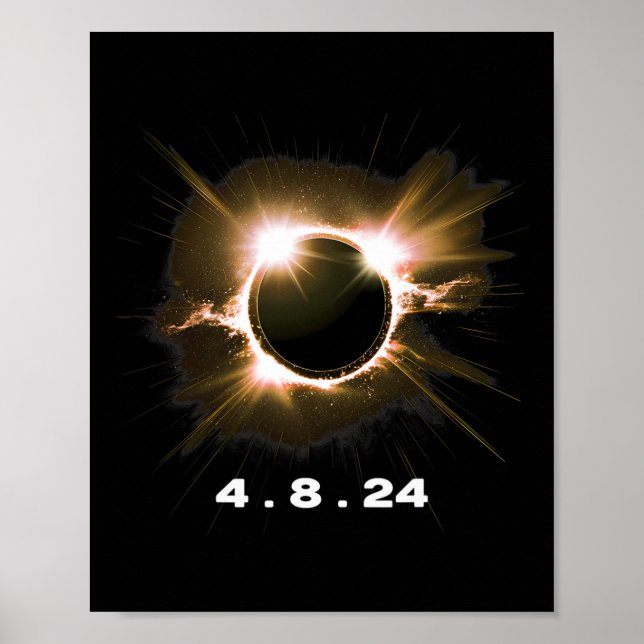 Poster Eclipse Solar 4.8.24 Totalidade Eclipse 2024 Souve (Frente)