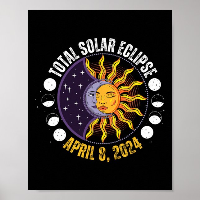 Poster Eclipse Solar 8-4-2024 Eclipse Com Sol (Frente)