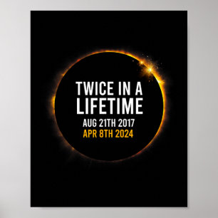 Poster Eclipse Solar Abr 8 2024 Totalidade Duas Vezes Em