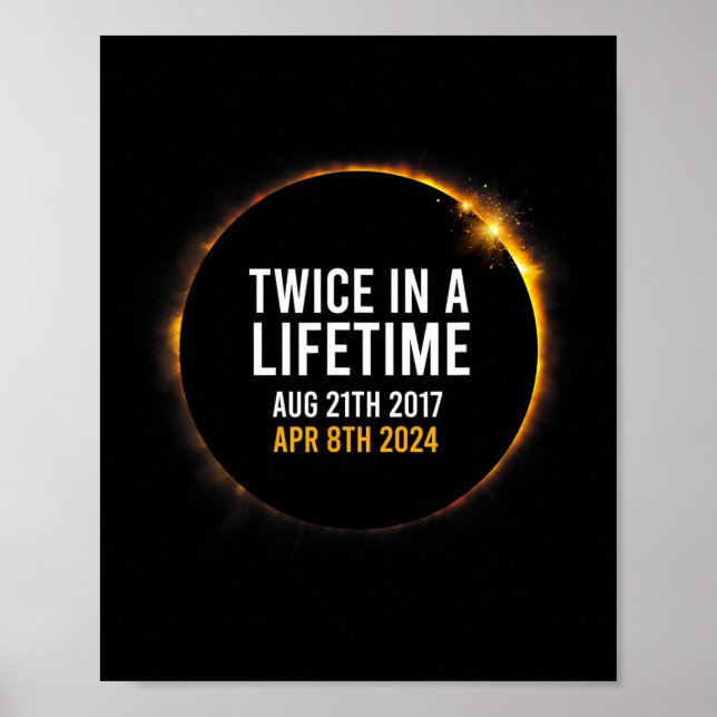Poster Eclipse Solar Abr 8 2024 Totalidade Duas Vezes Em  (Frente)