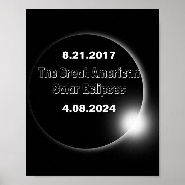Poster Eclipse Solar de Dupla Data de 2024 & 2017 (Frente)