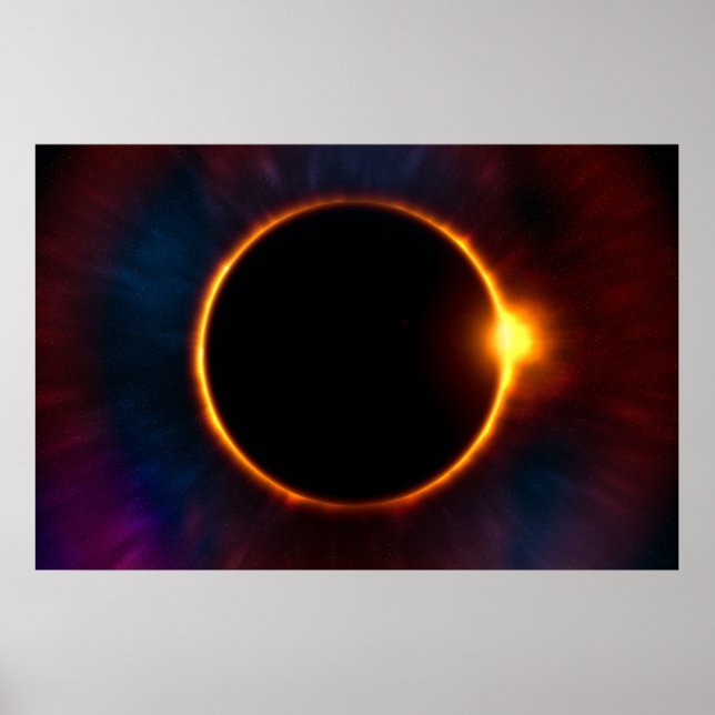 Poster Eclipse Solar do cheio w. Corona Visível! (Frente)